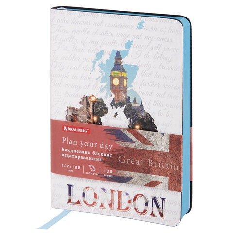 Ежедневник недатированный B6 Brauberg Vista Great Britain 136 листов 112108 цена за 2 шт , 